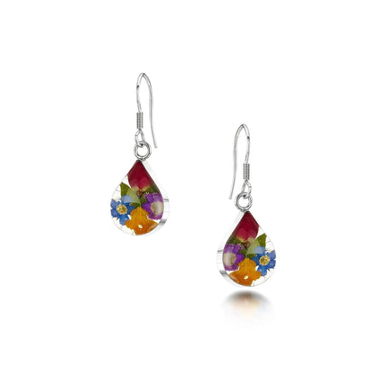 Shrieking Violet® sterling silver teardrop earrings with miniature roses