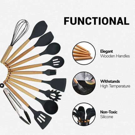 Heat-resistant silicone utensils