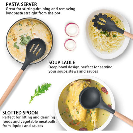 Silicone pasta server for cooking