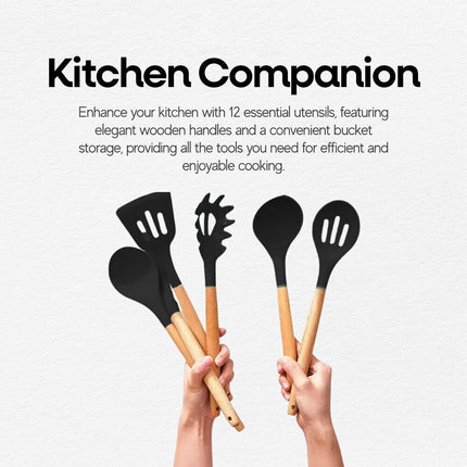 Silicone spatula with wooden handle