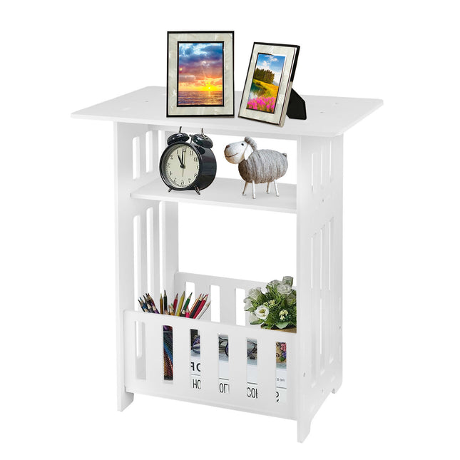 Small bedside table cabinet with 2-tier storage