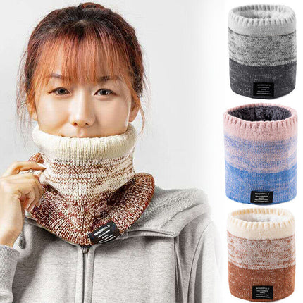 Fleece snood neck warmer worn by adult