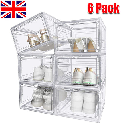 Stackable shoe storage boxes with interlocking system