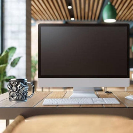 Stainless steel engine design mug