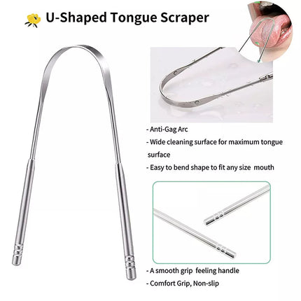 Stainless steel oral care tongue cleaning tool