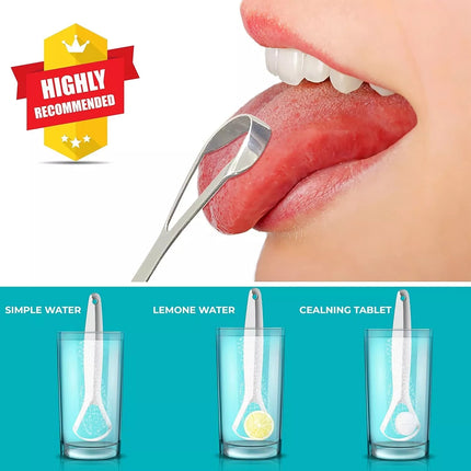 Stainless steel tongue cleaner scraper for oral hygiene