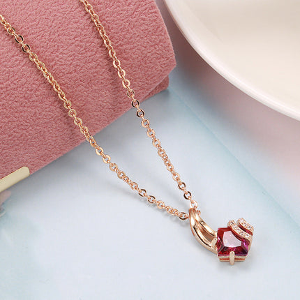 Statement geometric rose gold necklace with zircon