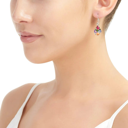 Sterling silver teardrop earrings with real flowers