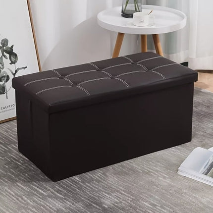 Black folding ottoman bench seat