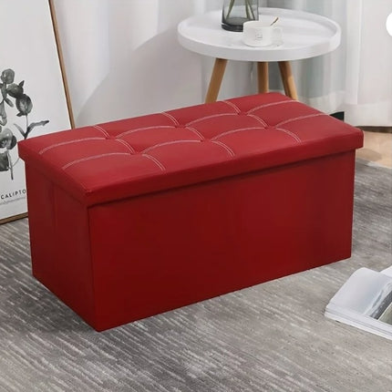 Red foldable storage pouffe