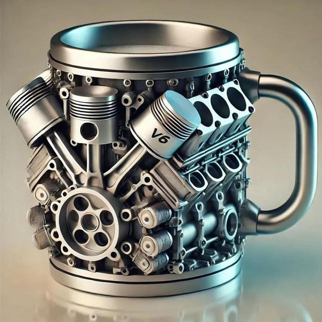 Engine design tea cup stainless steel