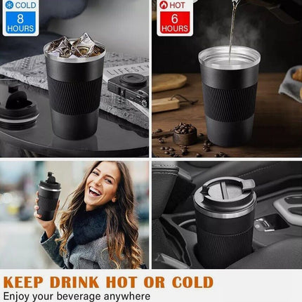 Black travel coffee mug with twist lid