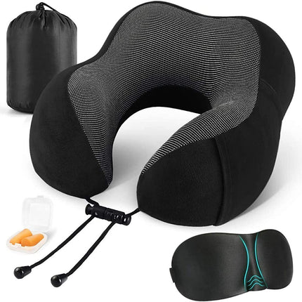 Memory foam travel pillow for airplane travel