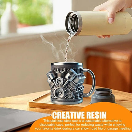 V8 engine design beer mug