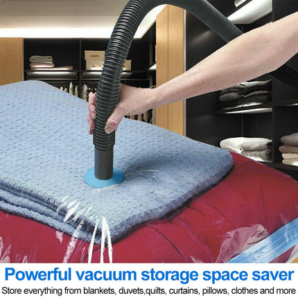Vacuum storage bags compressing clothes