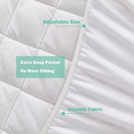 White Quilted Waterproof Mattress Protector – Extra Deep Fitted Bed Cover UK