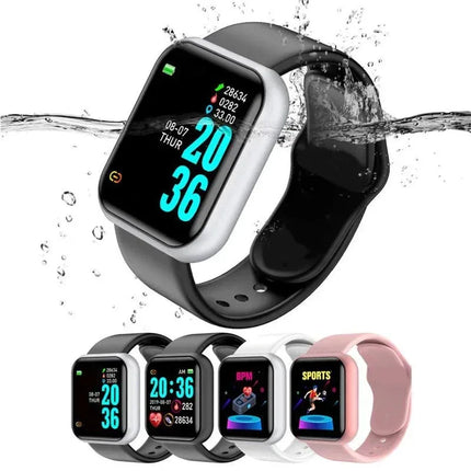 Waterproof fitness smartwatch with heart rate and activity tracking