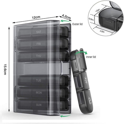Weekly medicine dispenser with AM PM compartments