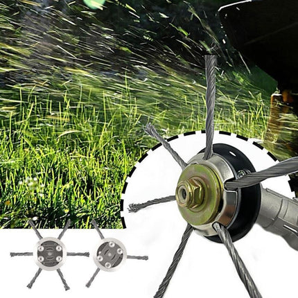 steel wire trimmer head brush blades close up