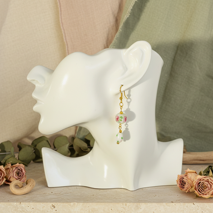 Women’s handmade glass rose earrings