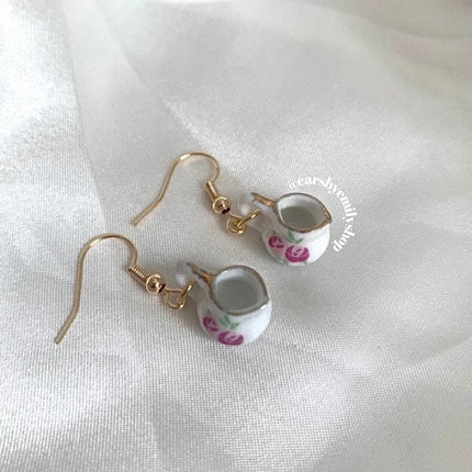 Women’s porcelain tea pot dangle earrings
