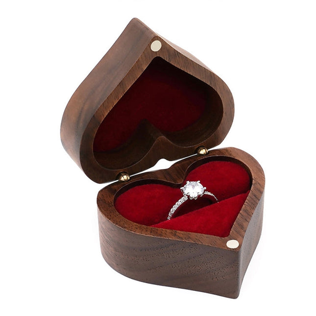 Wooden heart shape ring box